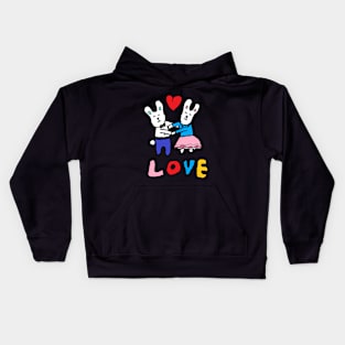 love bunny, rabbits, hand drawing Kids Hoodie